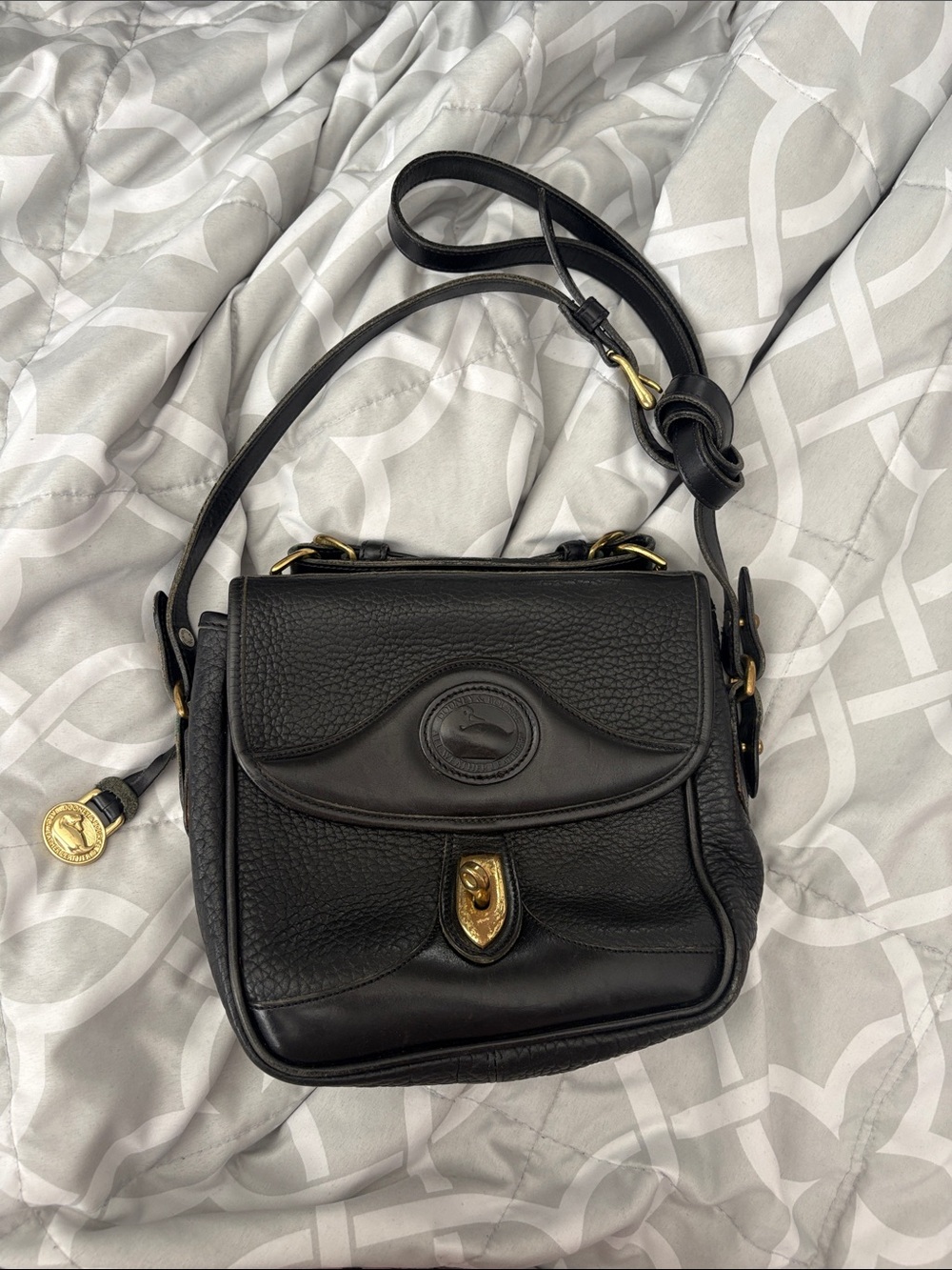 Dooney & Bourke Black Leather Crossbody with Gold Hardware